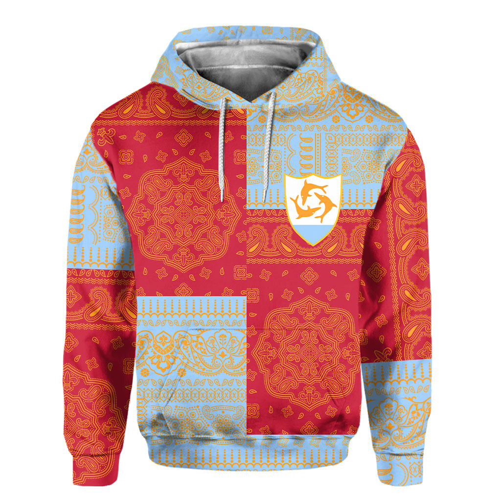 Anguilla Hoodie Flag And Paisley Basic Style 2