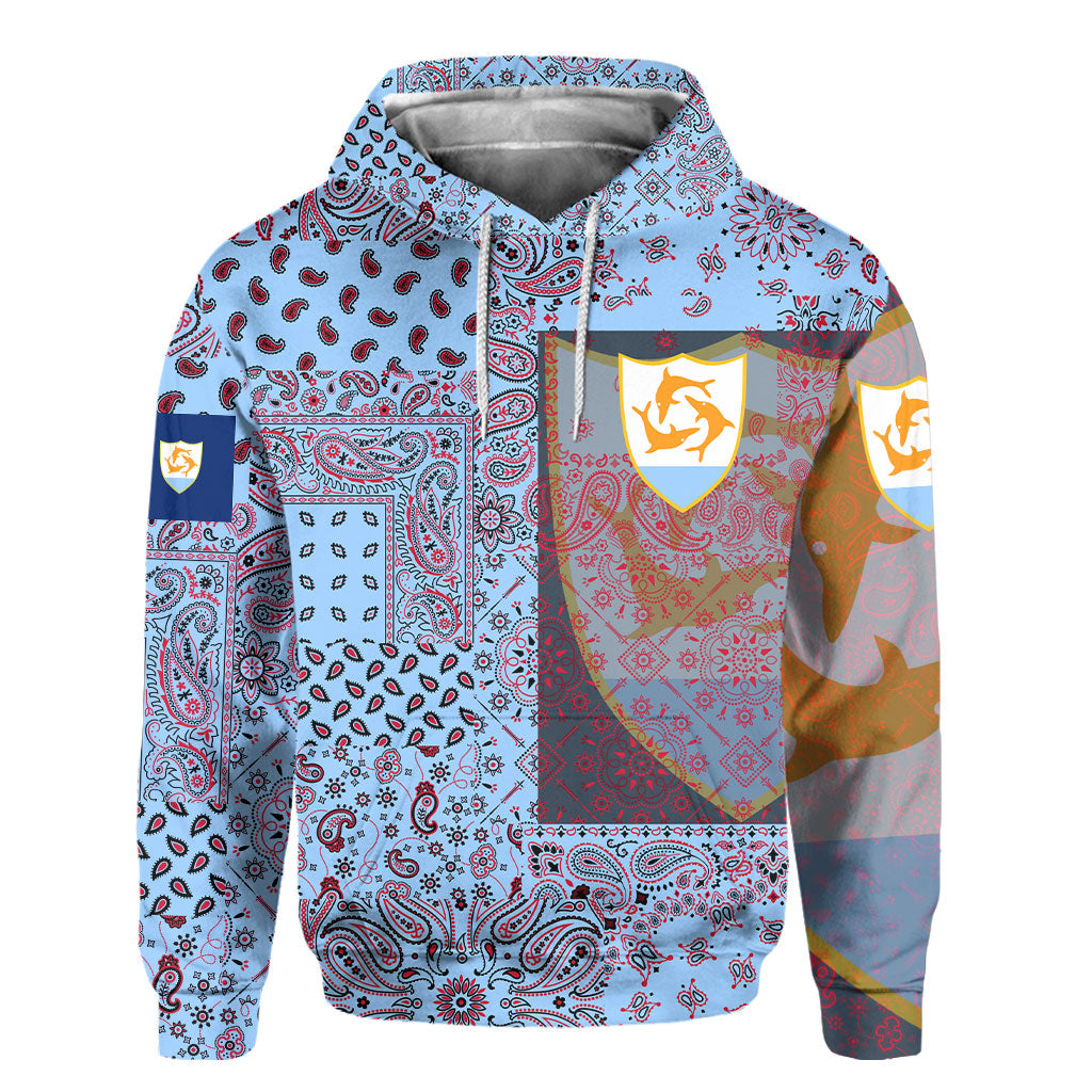 Anguilla Hoodie Paisley Flag And Skull Style 2