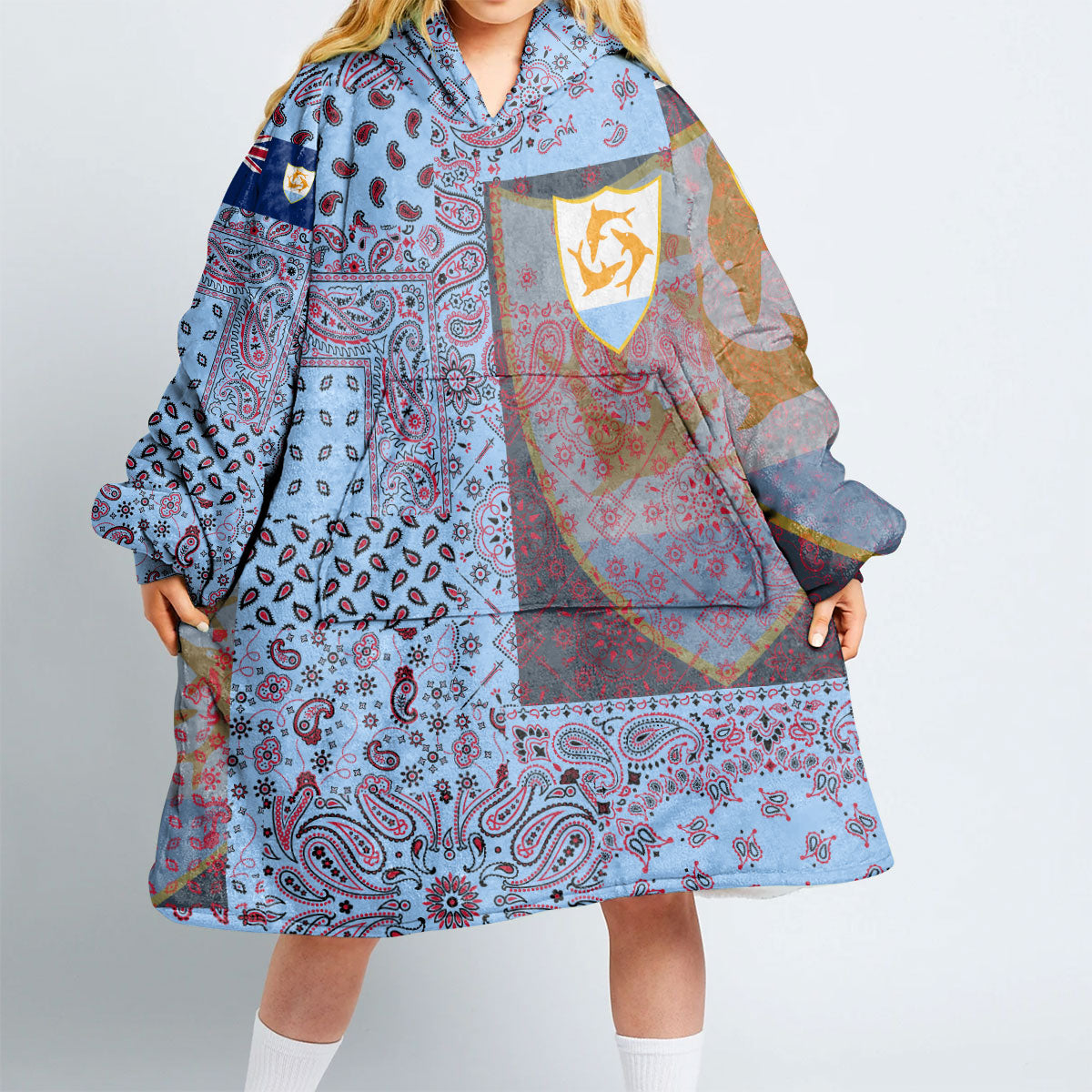 Anguilla Hoodie Blanket Paisley Flag And Skull Style 2