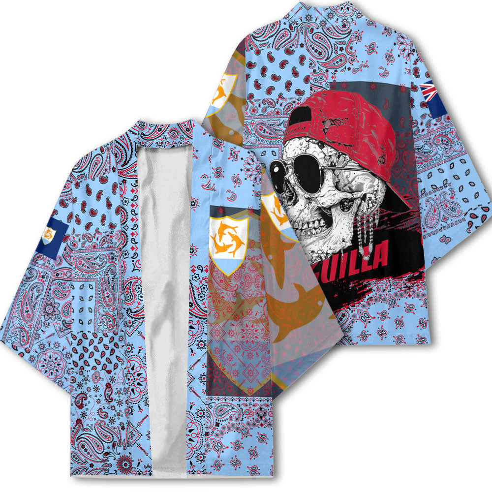 Anguilla Kimono Paisley Flag And Skull Style 2