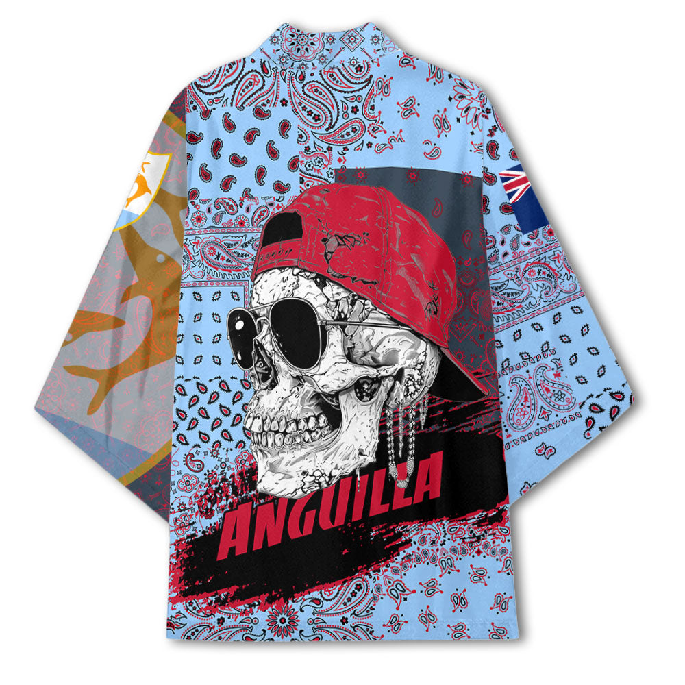 Anguilla Kimono Paisley Flag And Skull Style 3