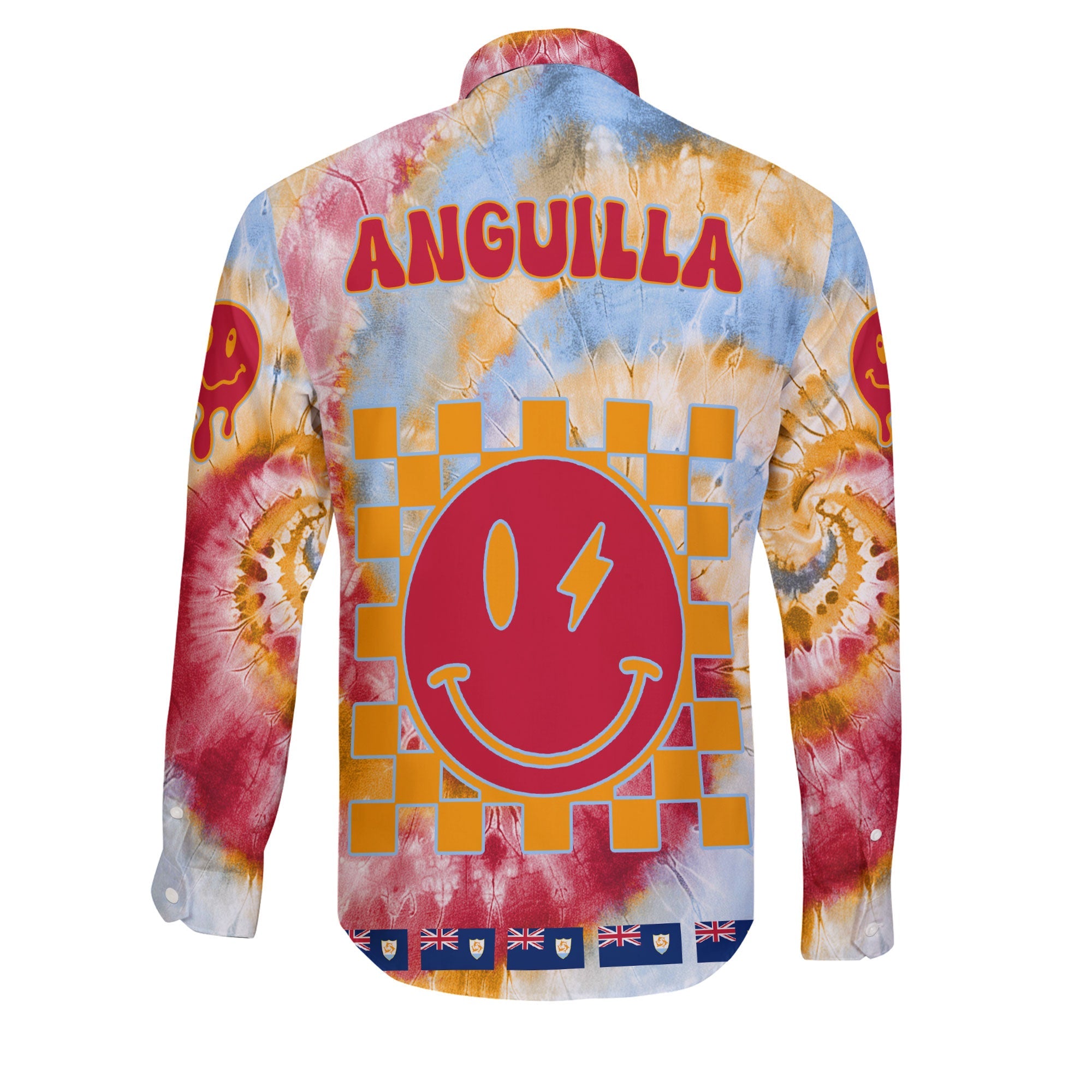 Anguilla Long Sleeve Button Shirt Custom Tie Dye Style 2