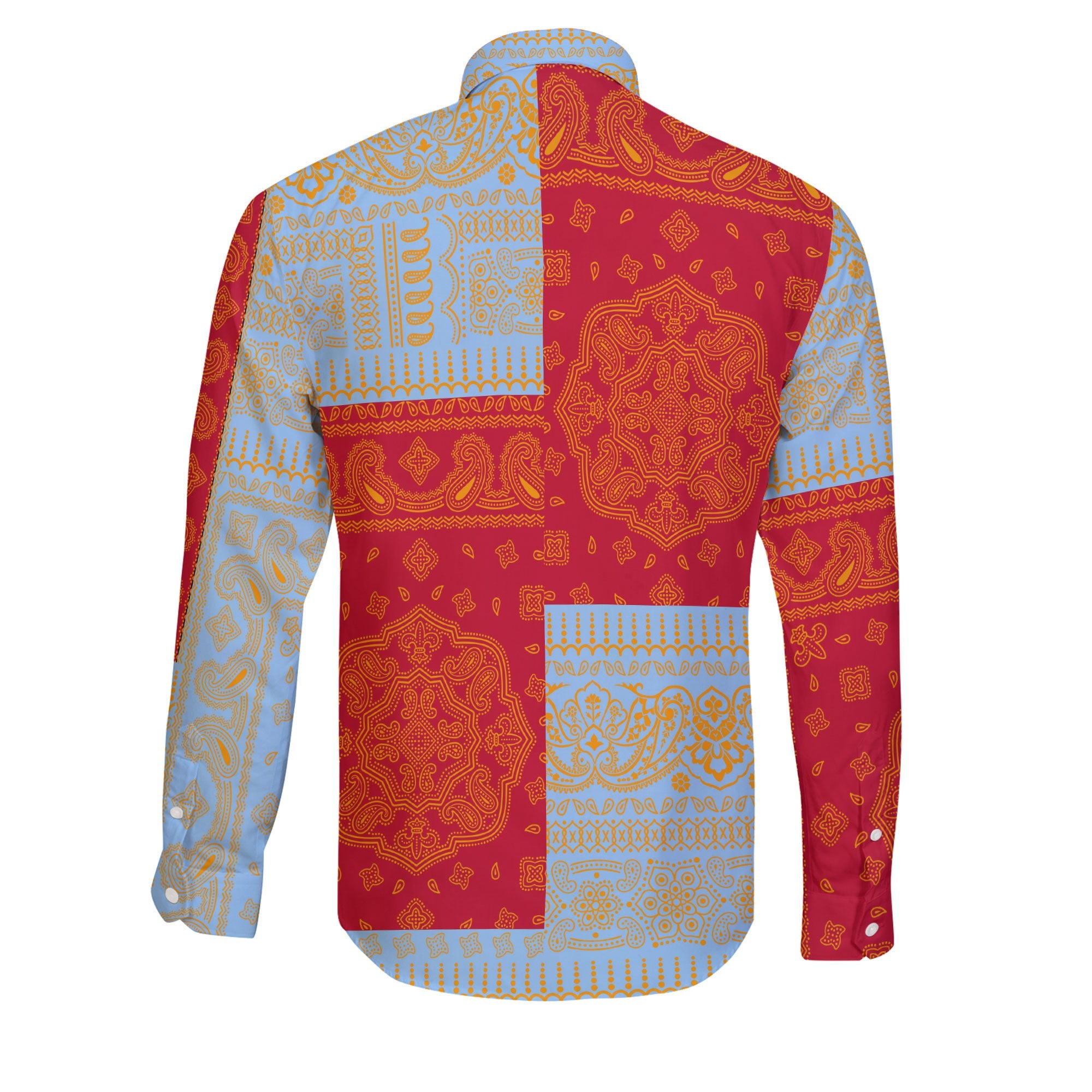 Anguilla Long Sleeve Button Shirt Flag And Paisley Basic Style 2