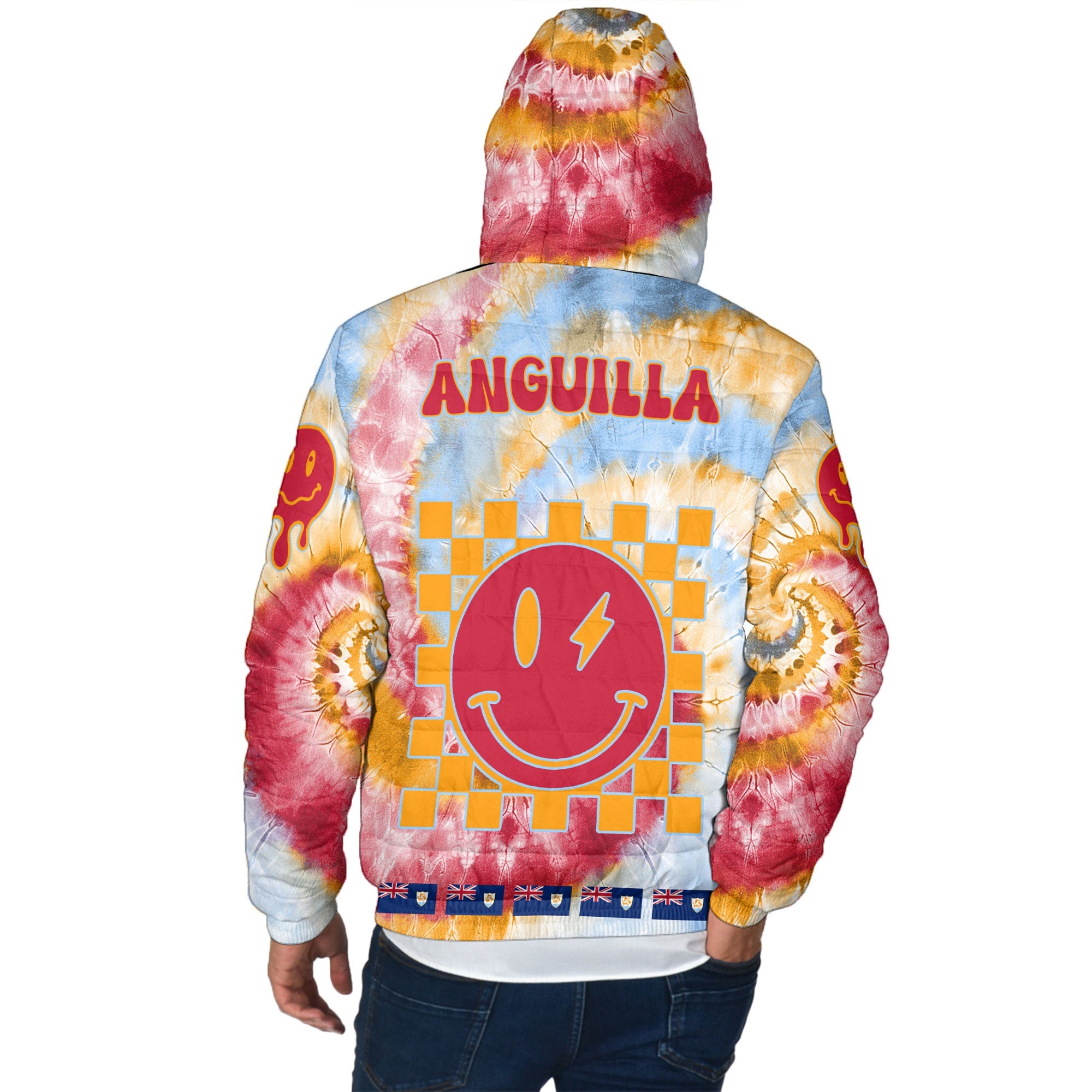 Anguilla Men Hooded Padded Jacket Custom Tie Dye Style 3