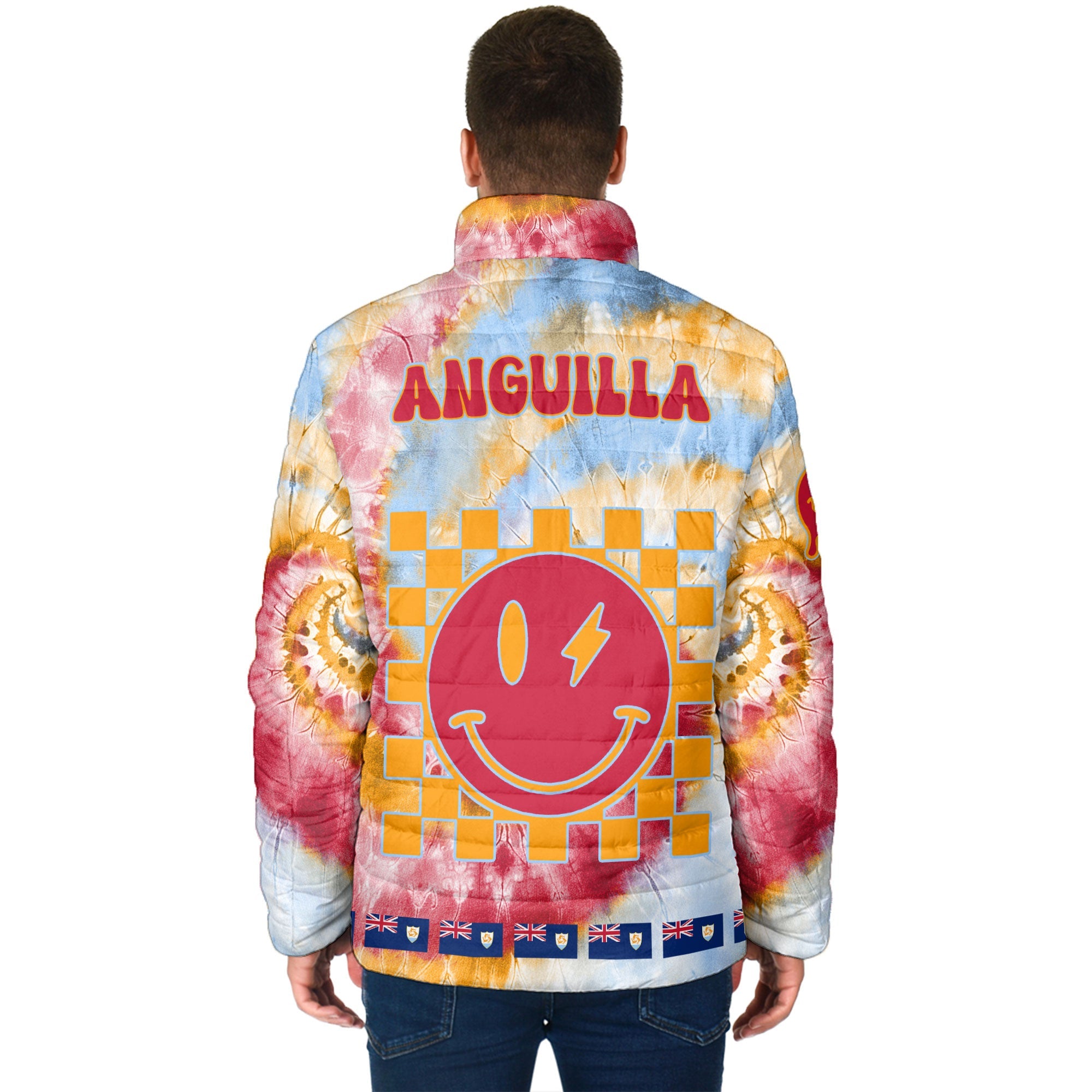 Anguilla Men Padded Jacket Custom Tie Dye Style 2