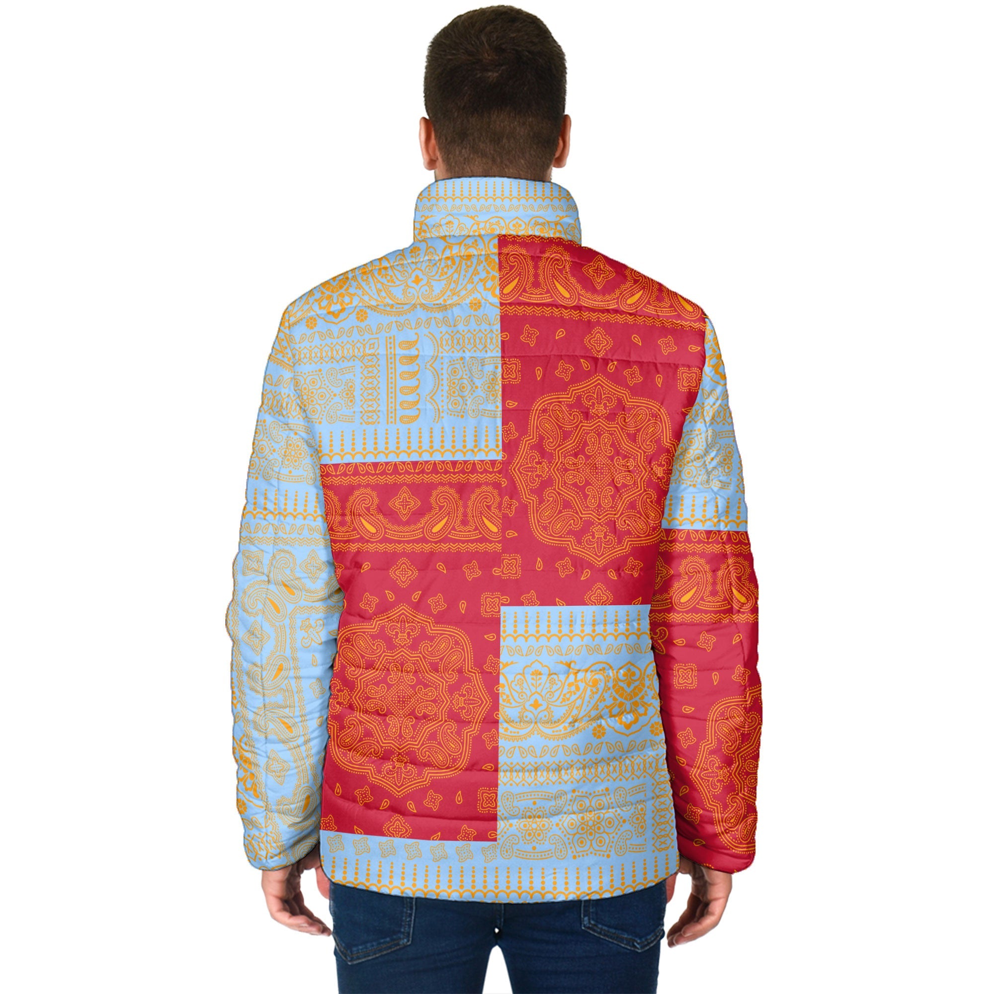 Anguilla Men Padded Jacket Flag And Paisley Basic Style 2