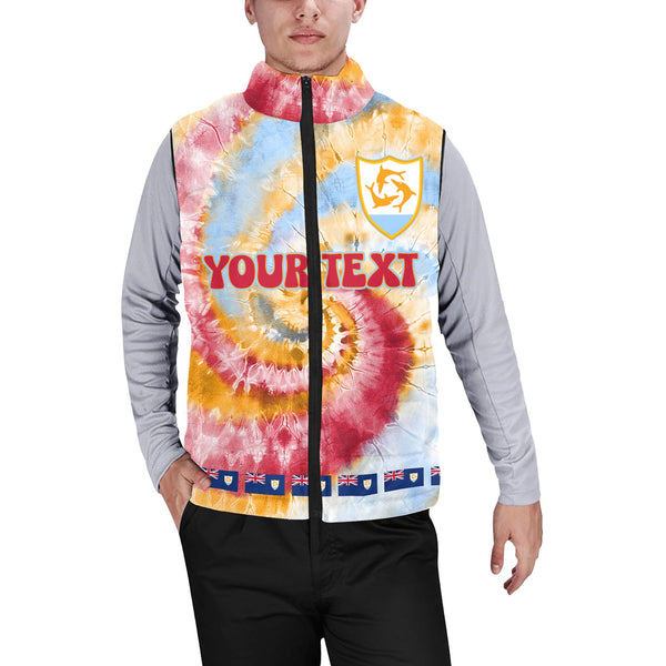 Anguilla Men Padded Jacket Vest Custom Tie Dye Style 1