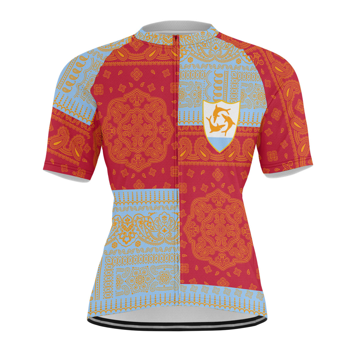 Anguilla Men Cycling Jersey Flag And Paisley Basic Style 1