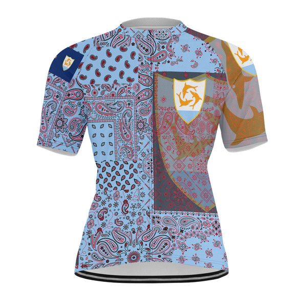 Anguilla Men Cycling Jersey Paisley Flag And Skull Style 1