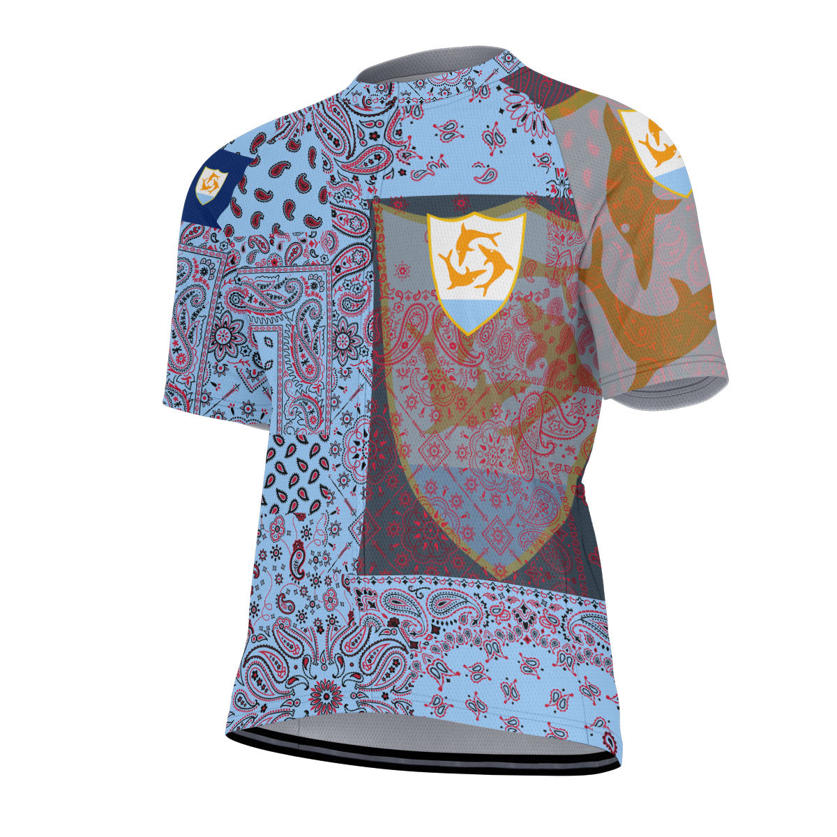 Anguilla Men Cycling Jersey Paisley Flag And Skull Style 2