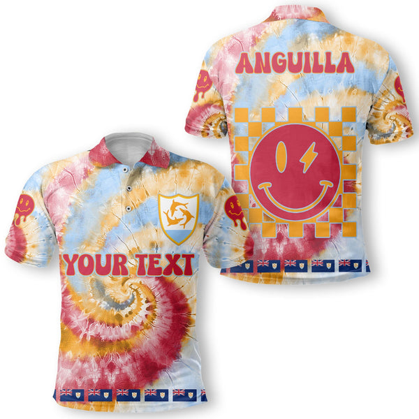 Anguilla Polo Shirt Custom Tie Dye Style 1