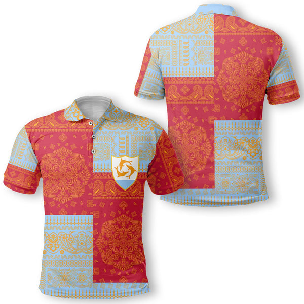 Anguilla Polo Shirt Flag And Paisley Basic Style 1