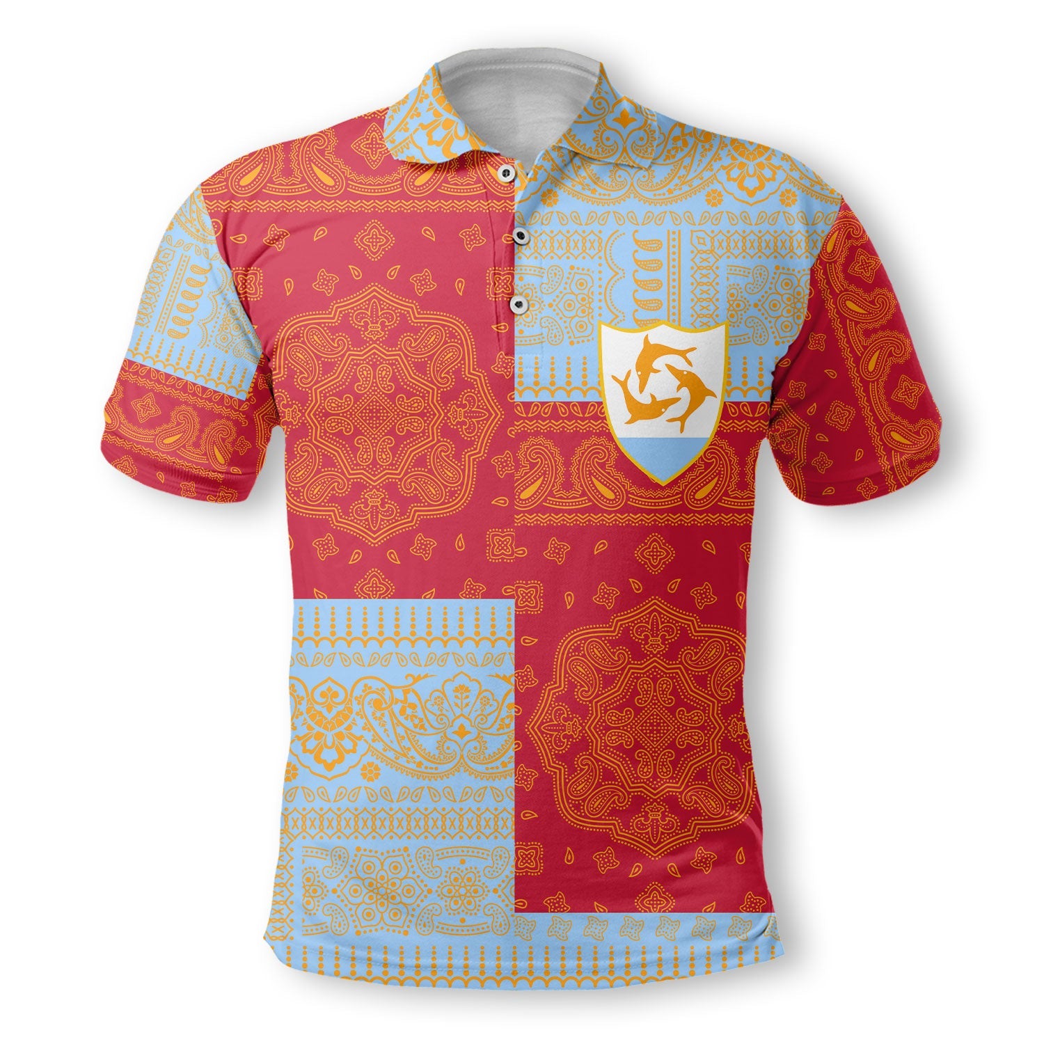 Anguilla Polo Shirt Flag And Paisley Basic Style 2