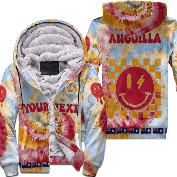 Anguilla Sherpa Hoodie Custom Tie Dye Style 1