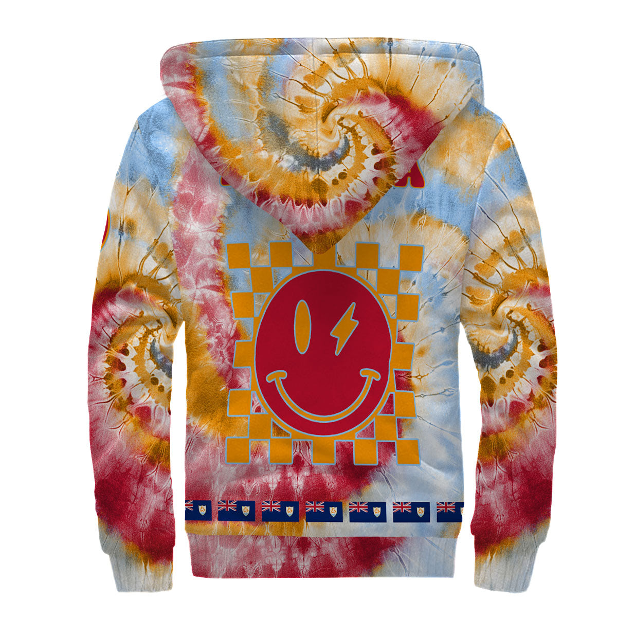 Anguilla Sherpa Hoodie Custom Tie Dye Style 2