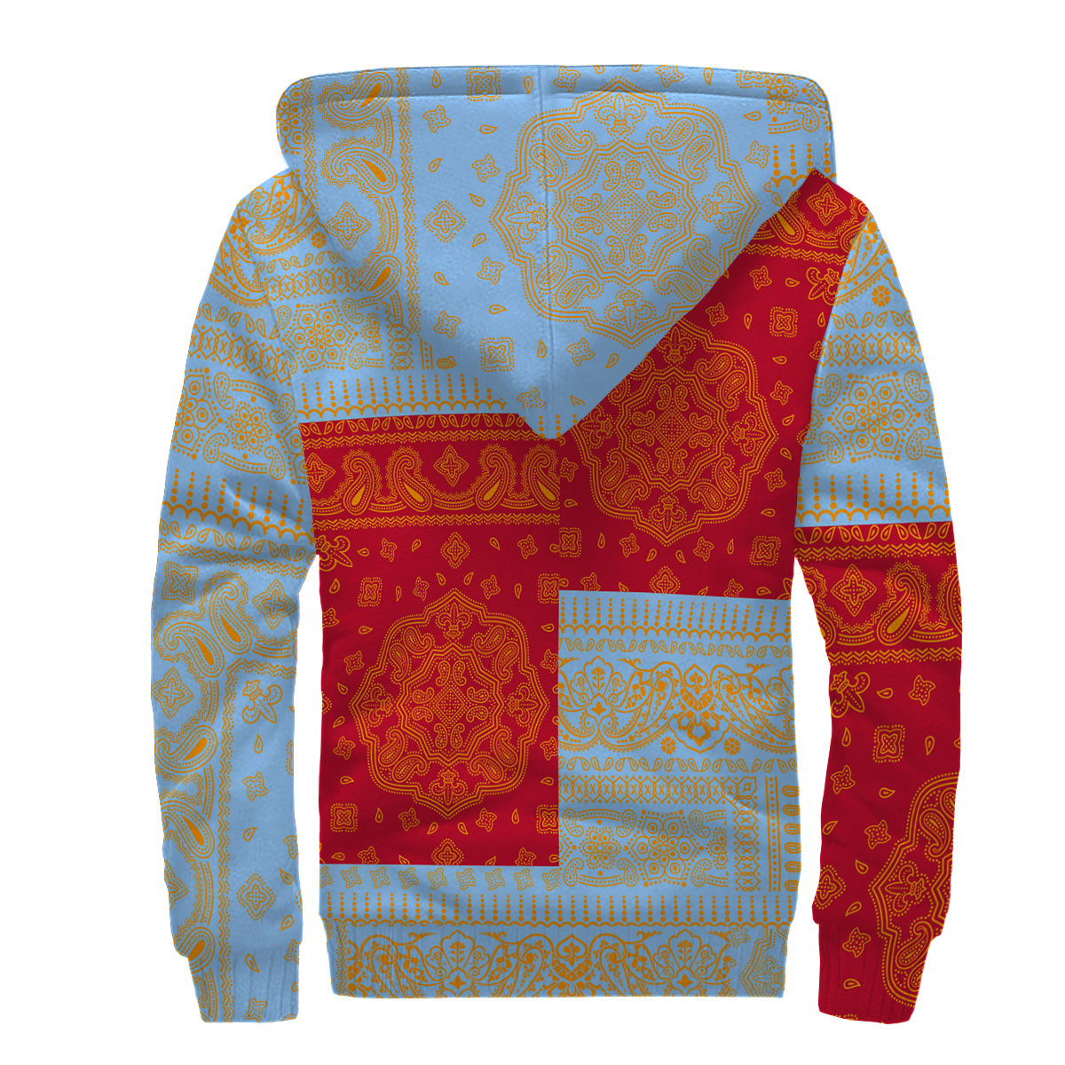 Anguilla Sherpa Hoodie Flag And Paisley Basic Style 2