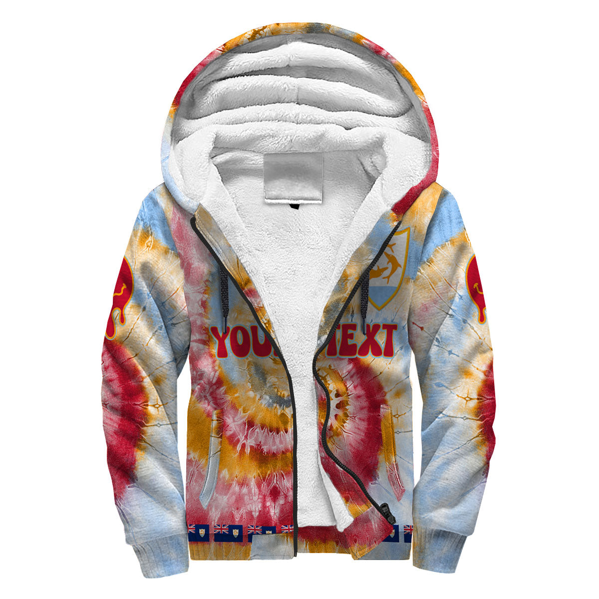 Anguilla Sherpa Hoodie Custom Tie Dye Style 3