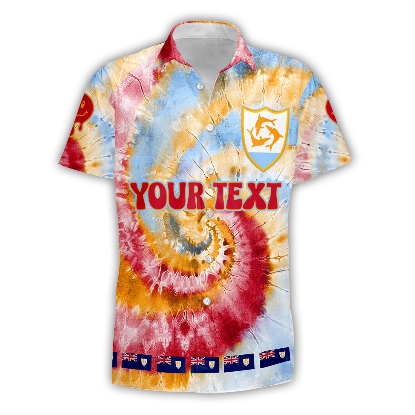 Anguilla Short Sleeve Shirt Custom Tie Dye Style 1