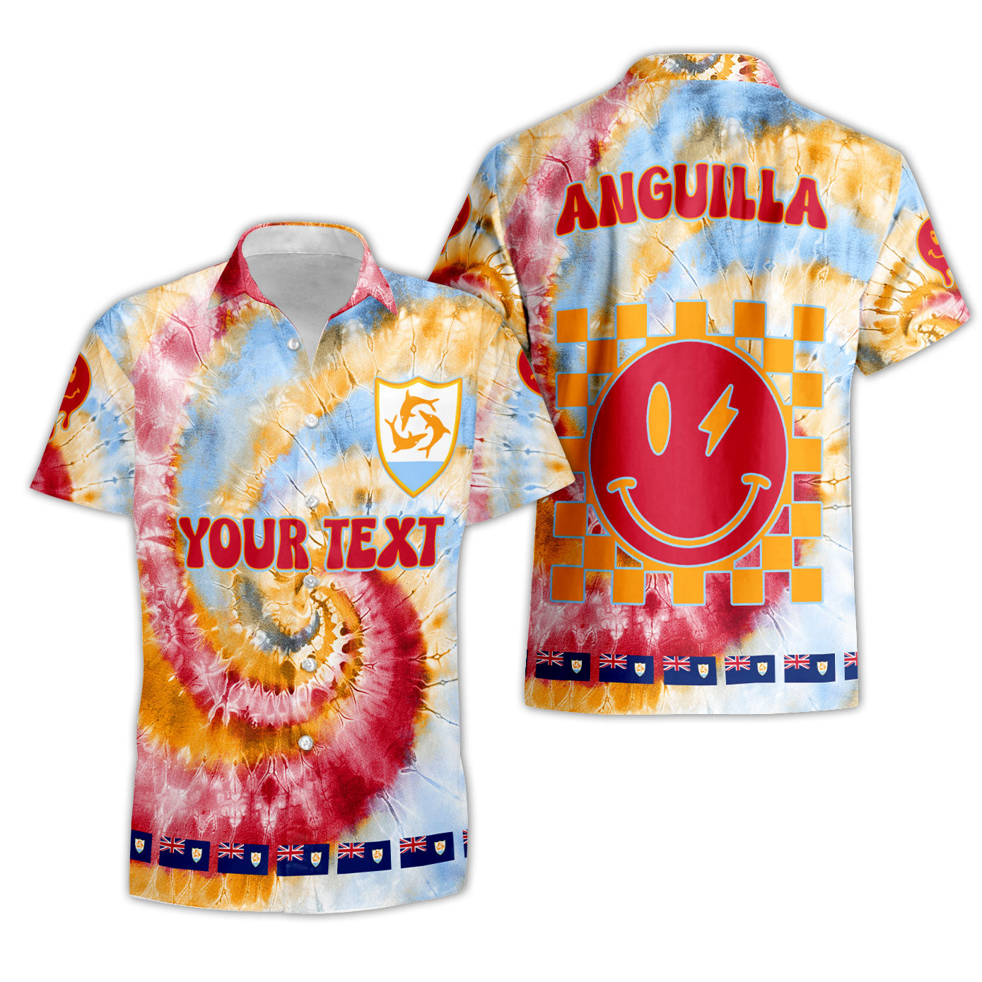 Anguilla Short Sleeve Shirt Custom Tie Dye Style 3