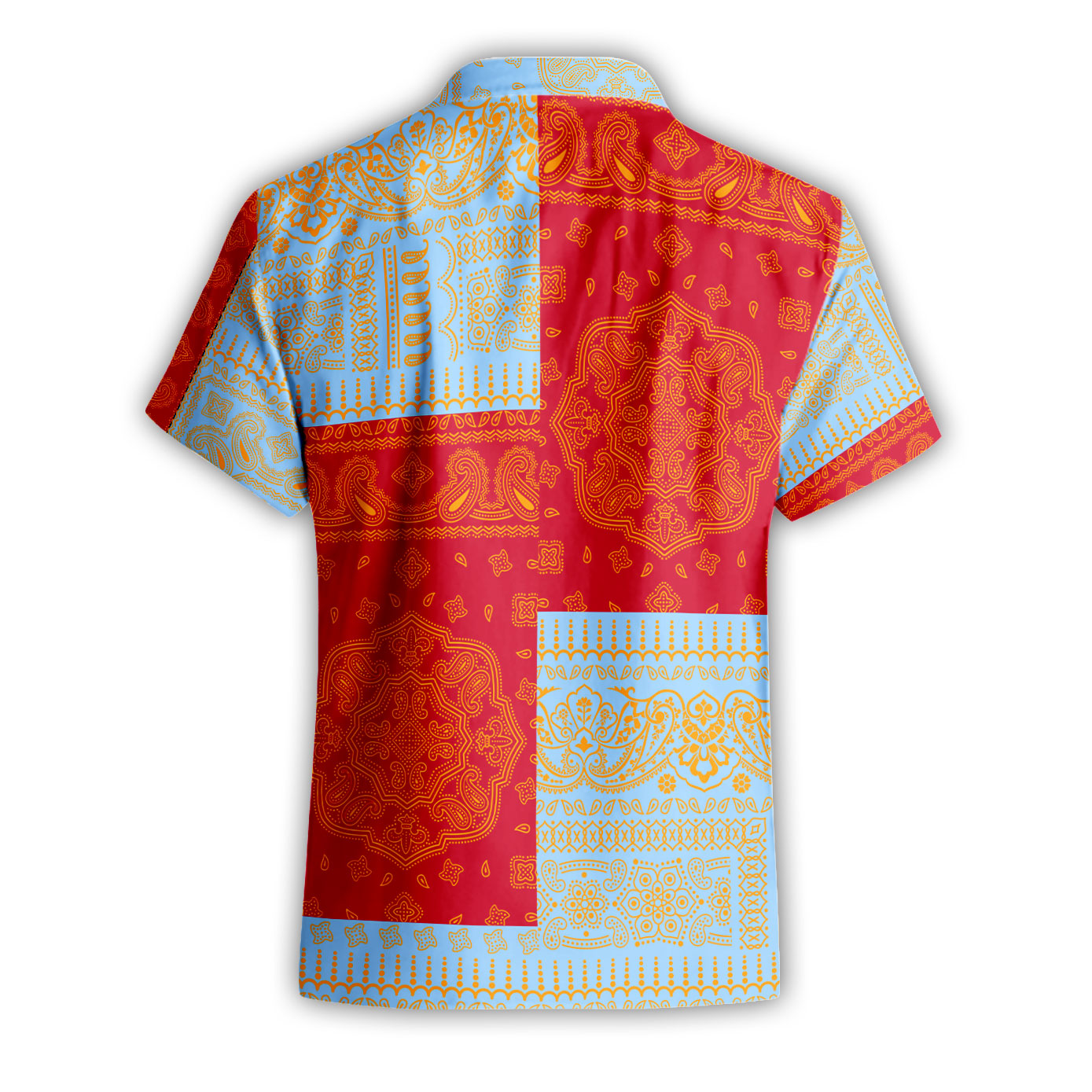 Anguilla Short Sleeve Shirt Flag And Paisley Basic Style 3