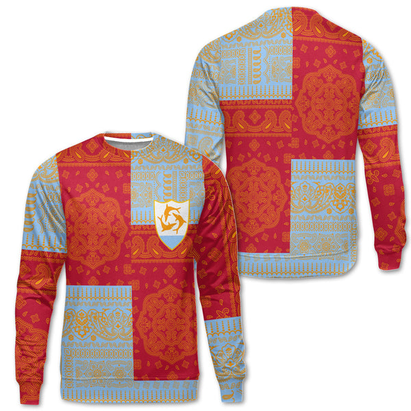 Anguilla Sweatshirt Flag And Paisley Basic Style 1