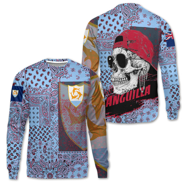 Anguilla Sweatshirt Paisley Flag And Skull Style 1