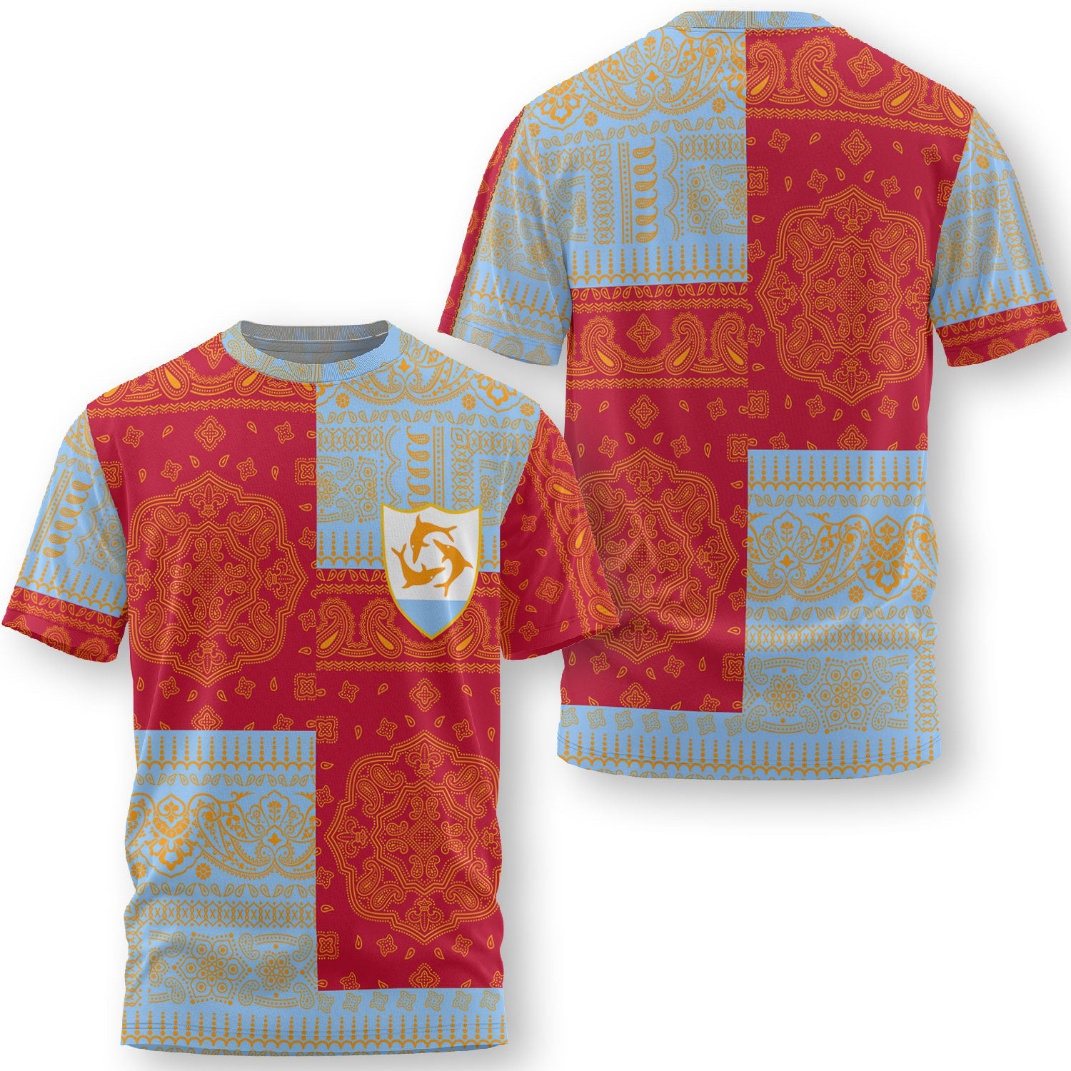 Anguilla T Shirt Flag And Paisley Basic Style 1