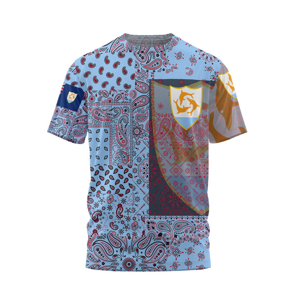 Anguilla T Shirt Paisley Flag And Skull Style 1