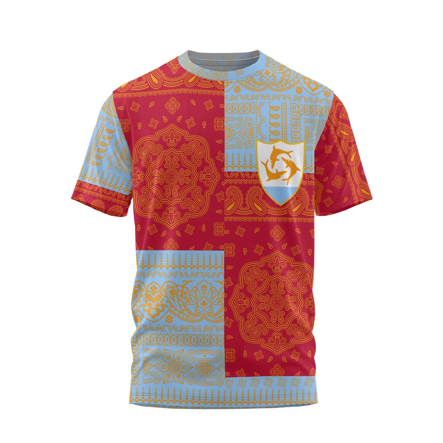 Anguilla T Shirt Flag And Paisley Basic Style 2