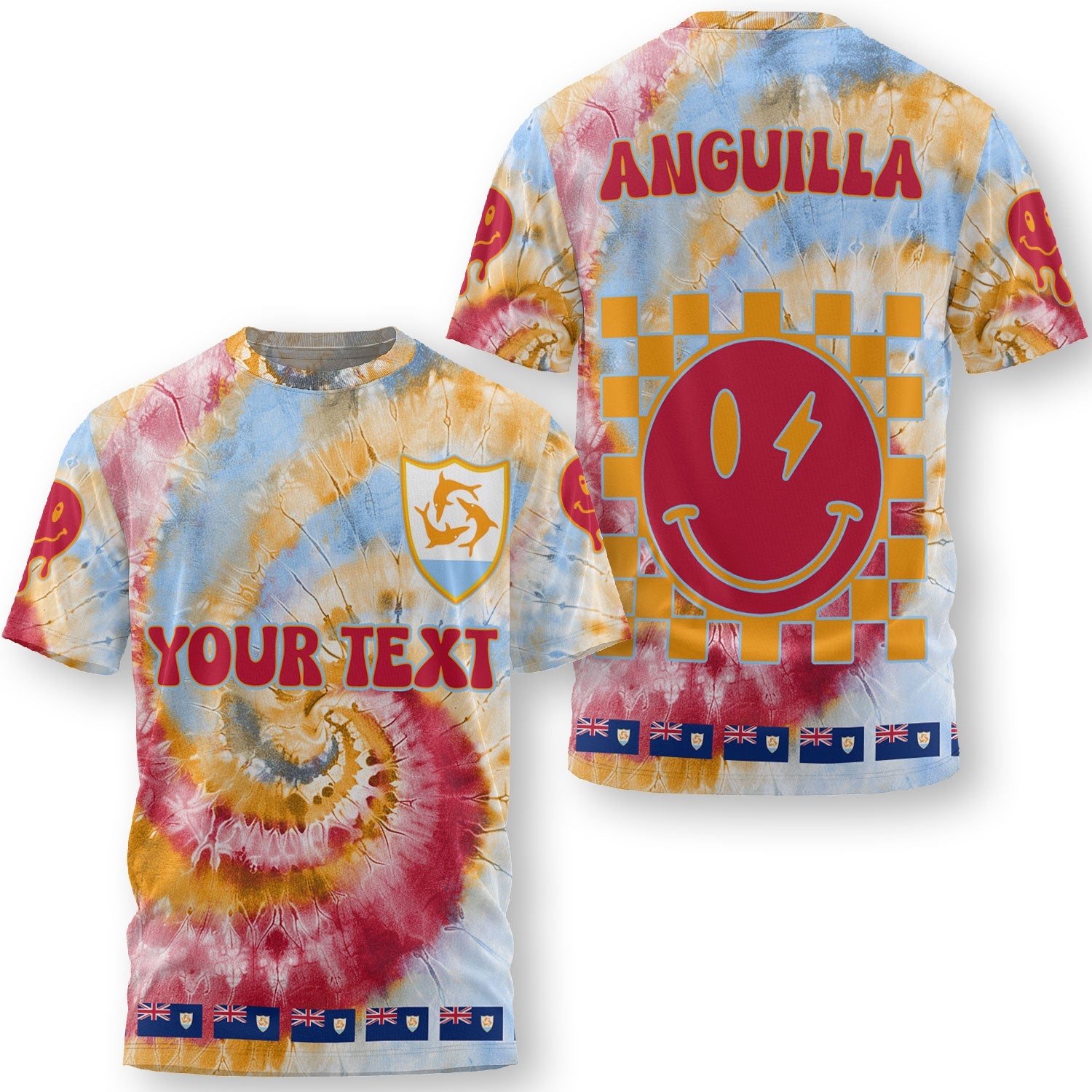 Anguilla T Shirt Custom Tie Dye Style 3