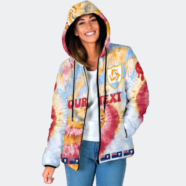 Anguilla Women Hooded Padded Jacket Custom Tie Dye Style 1