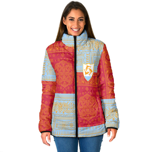 Anguilla Women Padded Jacket Flag And Paisley Basic Style 1