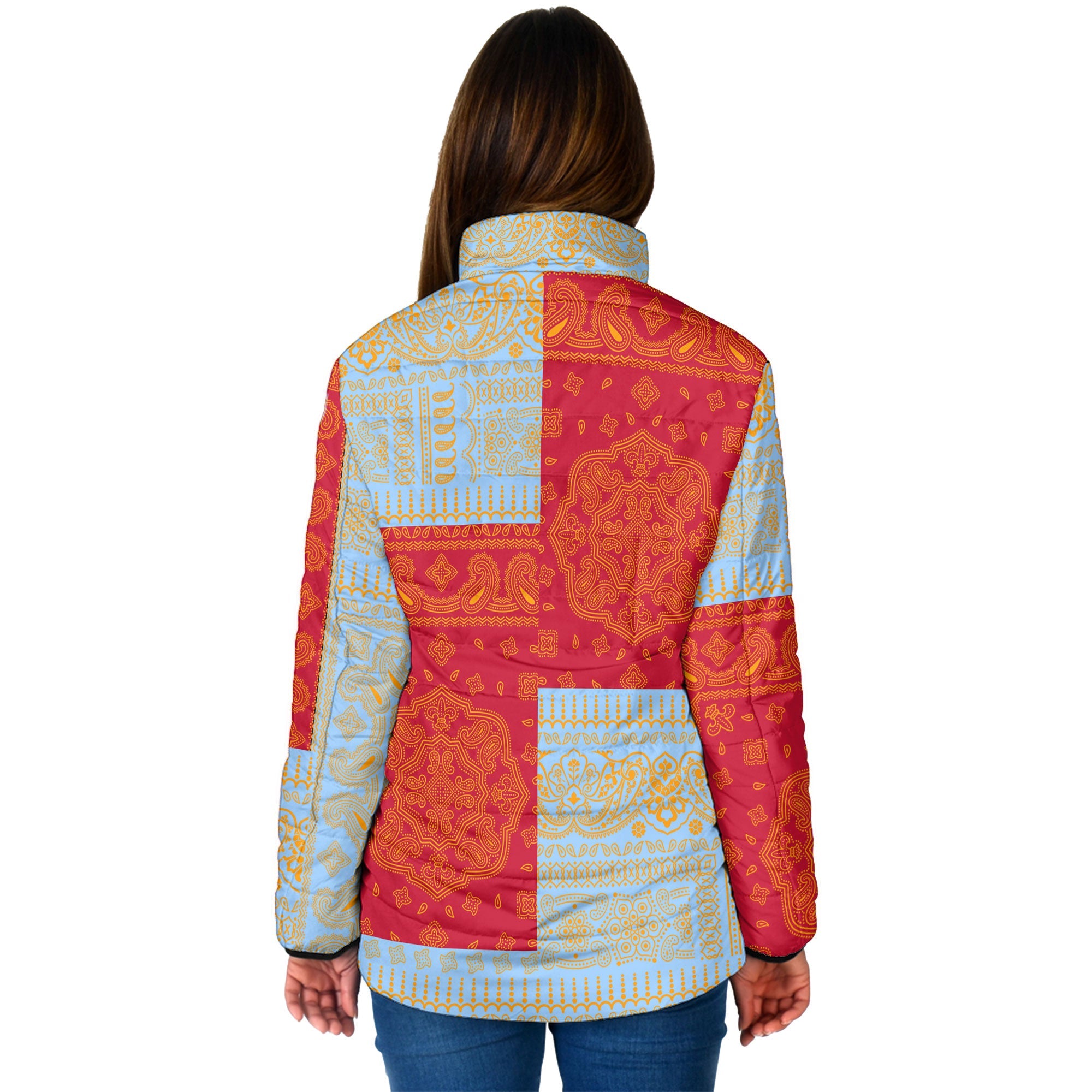 Anguilla Women Padded Jacket Flag And Paisley Basic Style 2