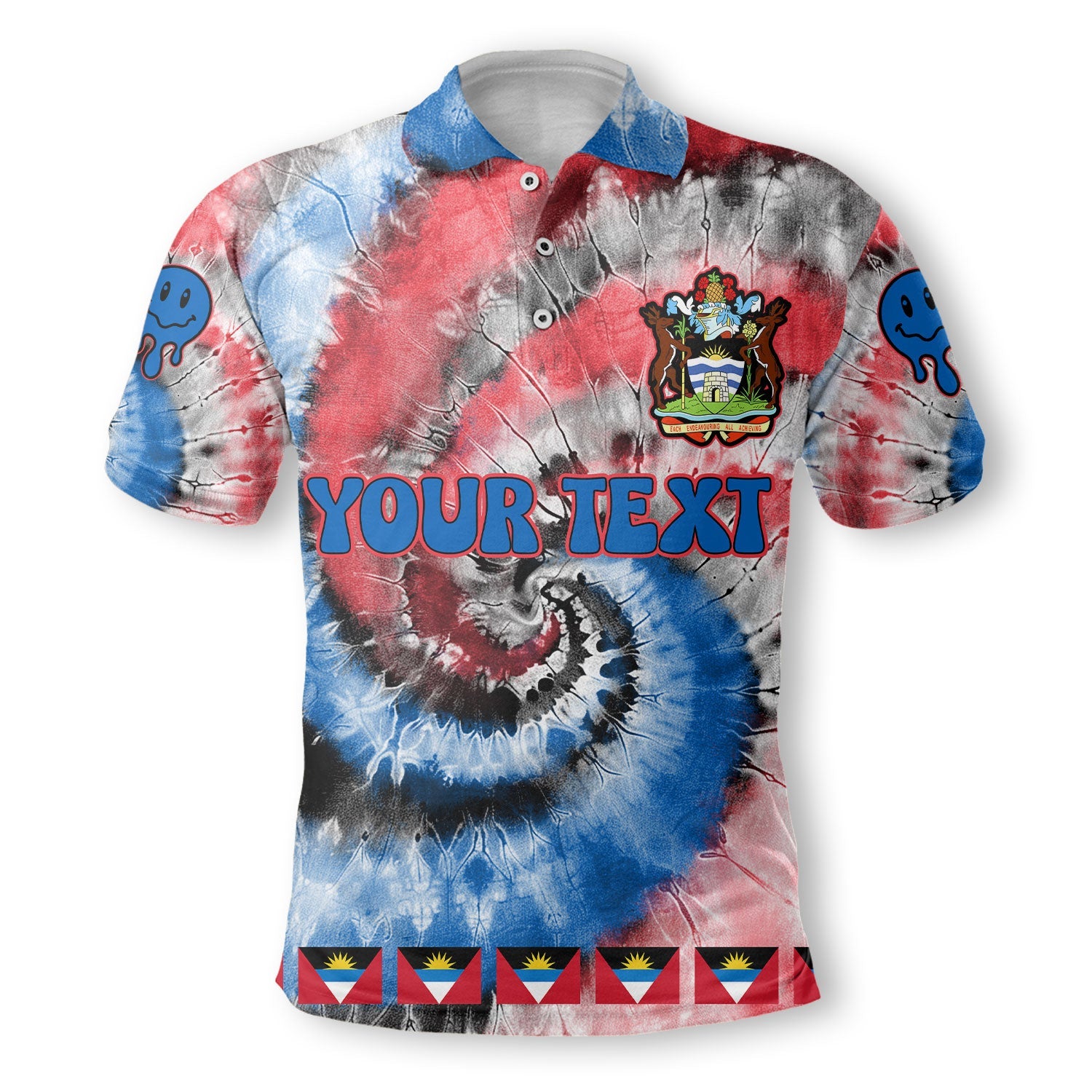 Antigua And Barbuda Polo Shirt Custom Tie Dye Style 2