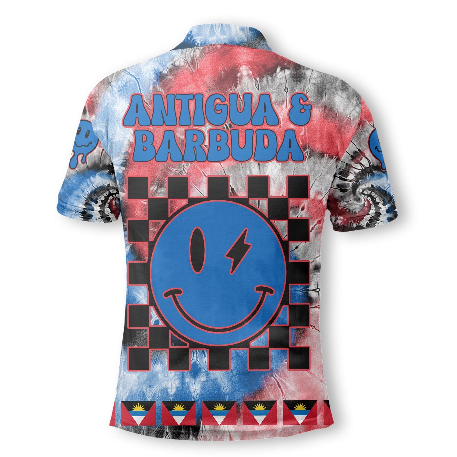 Antigua And Barbuda Polo Shirt Custom Tie Dye Style 3