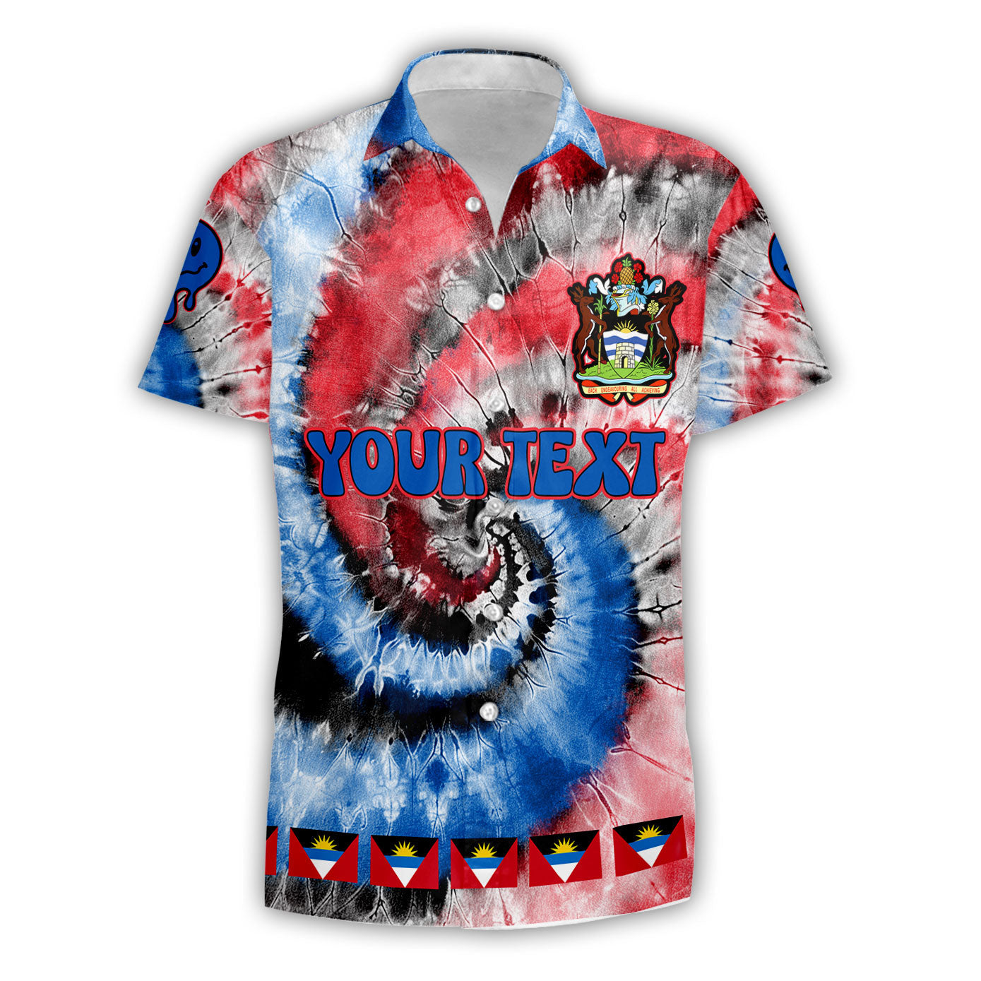 Antigua And Barbuda Short Sleeve Shirt Custom Tie Dye Style 1