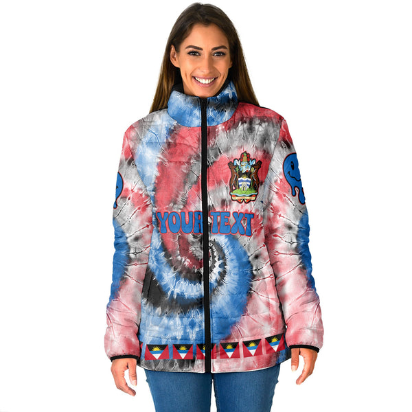 Antigua And Barbuda Women Padded Jacket Custom Tie Dye Style 1