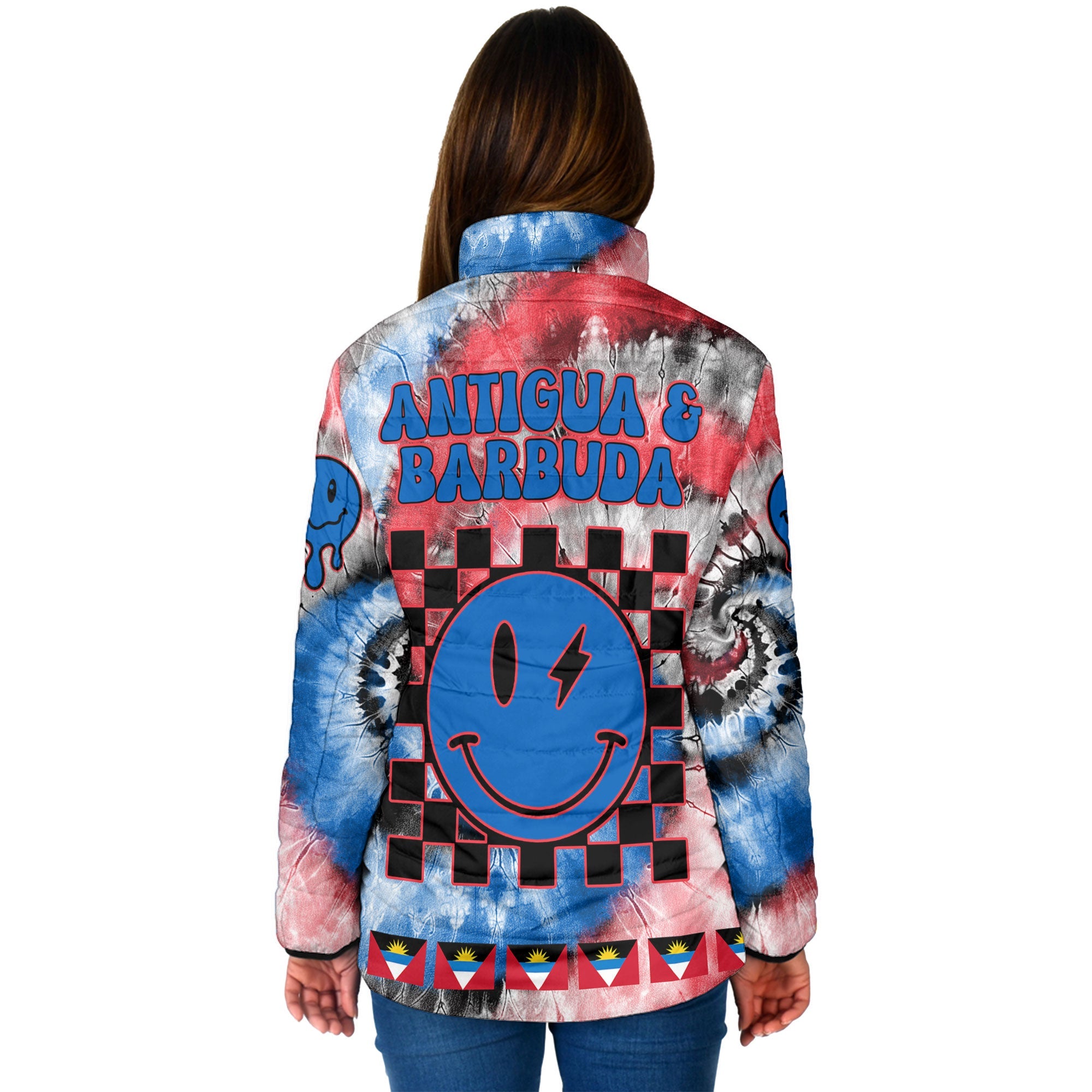 Antigua And Barbuda Women Padded Jacket Custom Tie Dye Style 2