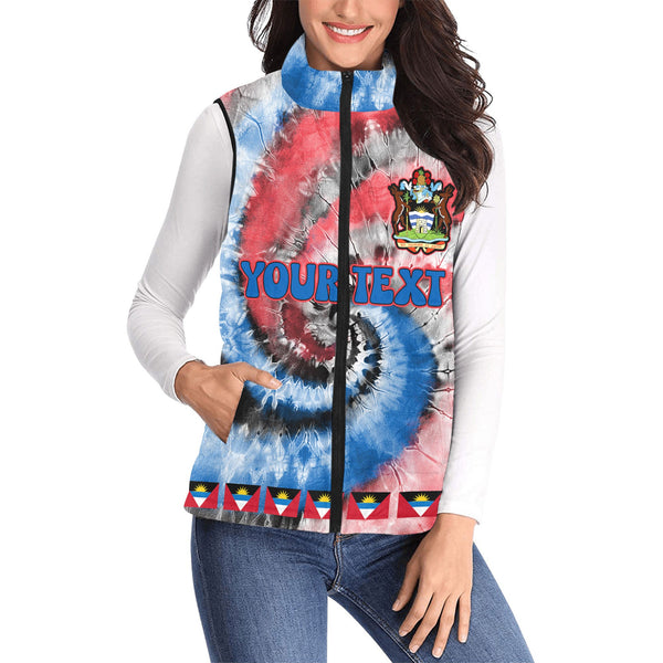 Antigua And Barbuda Women Padded Jacket Vest Custom Tie Dye Style 1