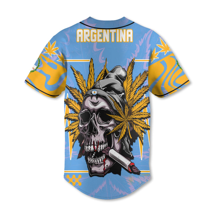 Argentina Baseball Jersey Flag & Coat Of Arms Marijuanas Style