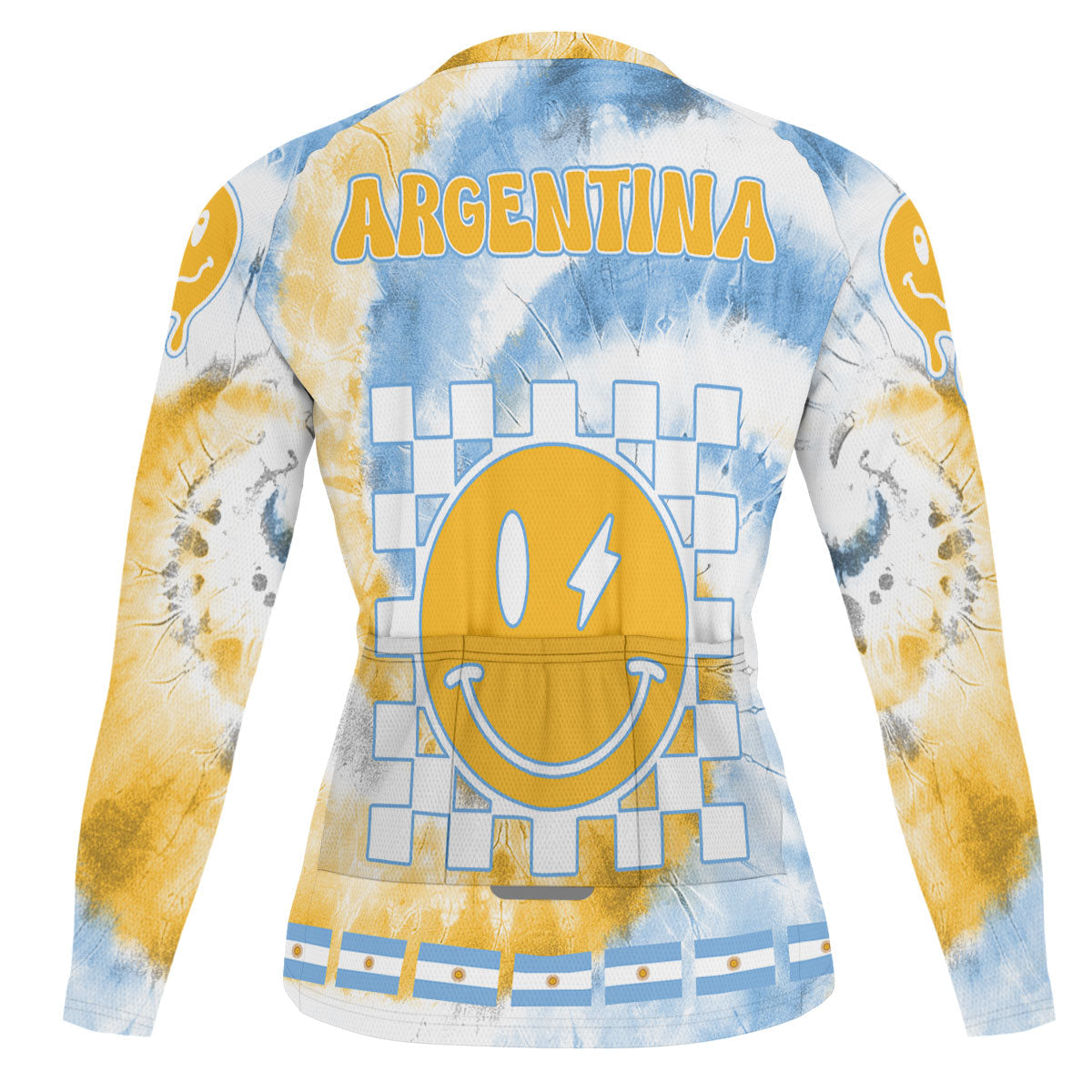 Argentina Raglan Men Cycling Jersey Long Sleeve Custom Tie Dye Style 1