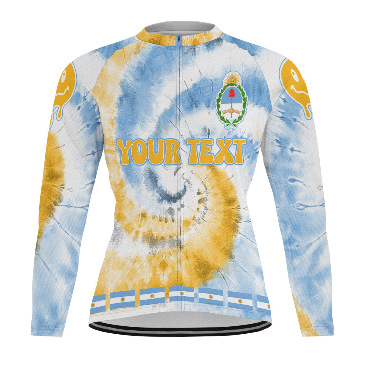 Argentina Raglan Men Cycling Jersey Long Sleeve Custom Tie Dye Style 2