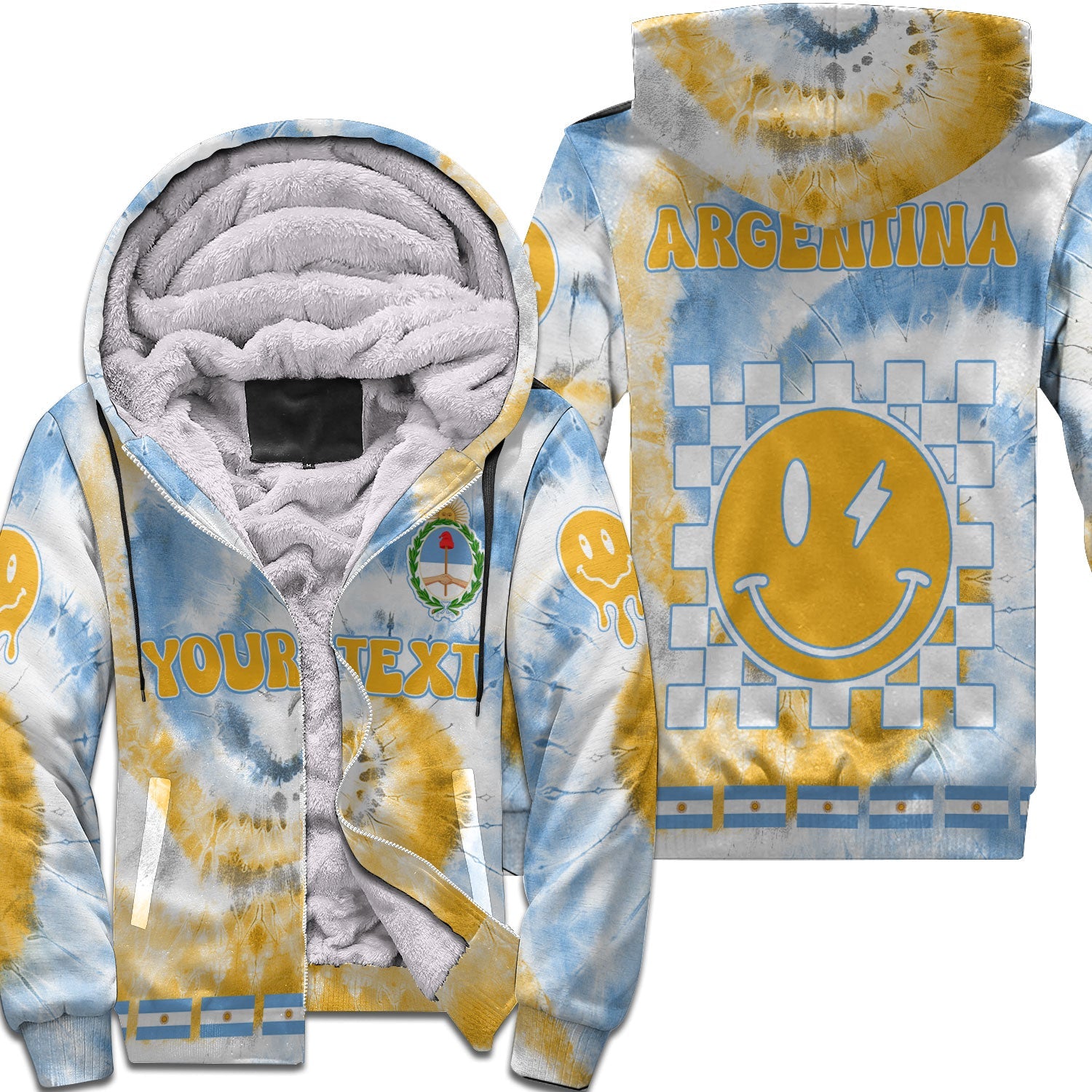 Argentina Sherpa Hoodie Custom Tie Dye Style 1