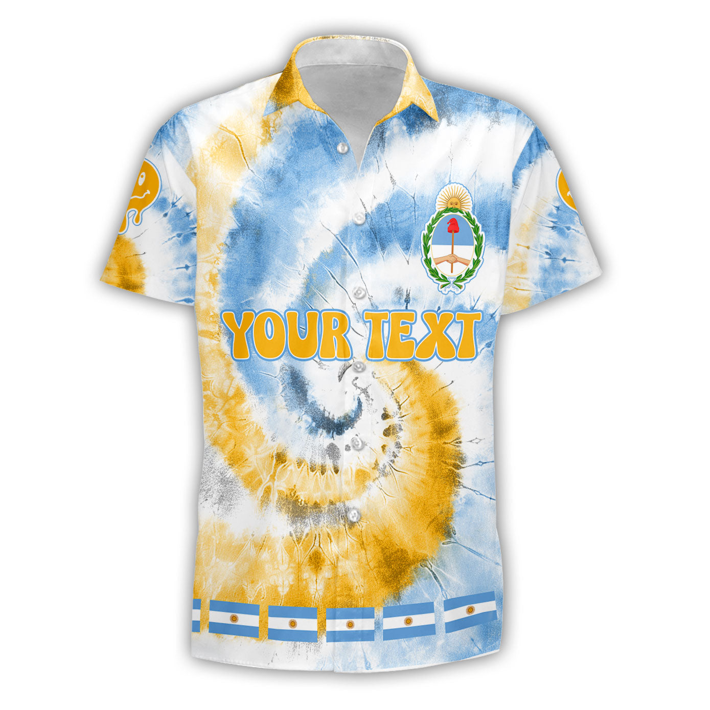 Argentina Short Sleeve Shirt Custom Tie Dye Style 1