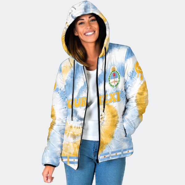 Argentina Women Hooded Padded Jacket Custom Tie Dye Style 1