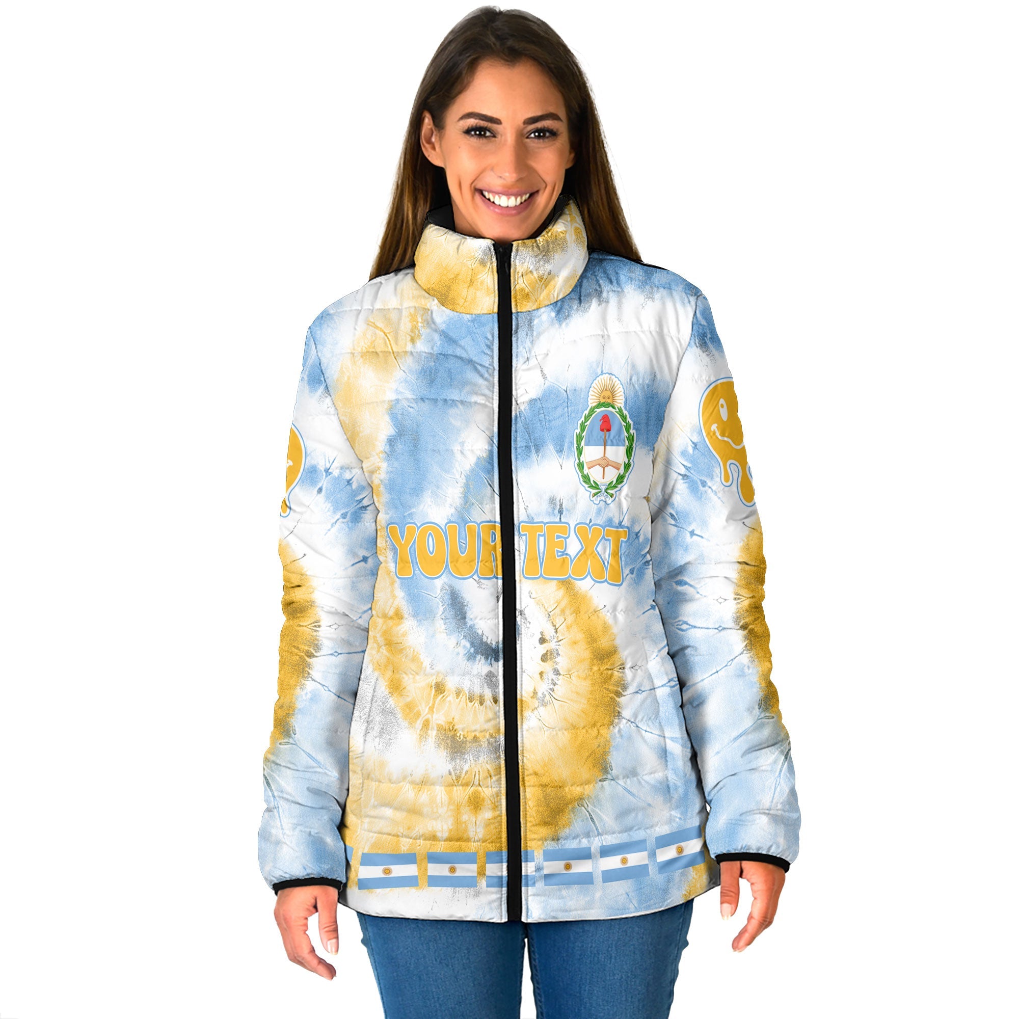 Argentina Women Padded Jacket Custom Tie Dye Style 1