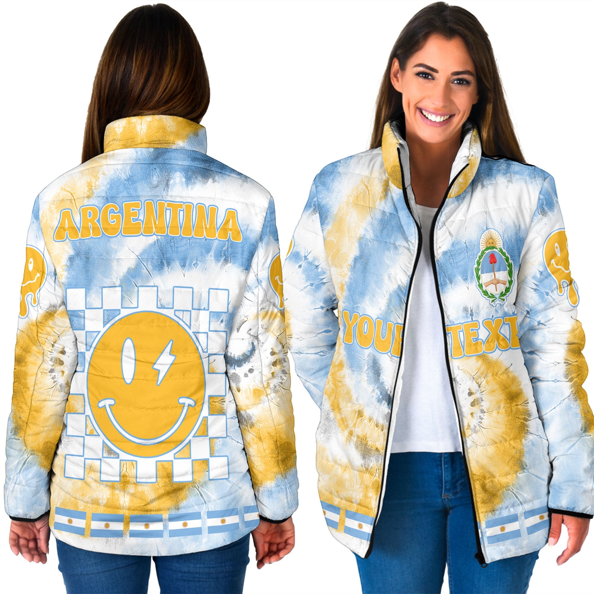 Argentina Women Padded Jacket Custom Tie Dye Style 3