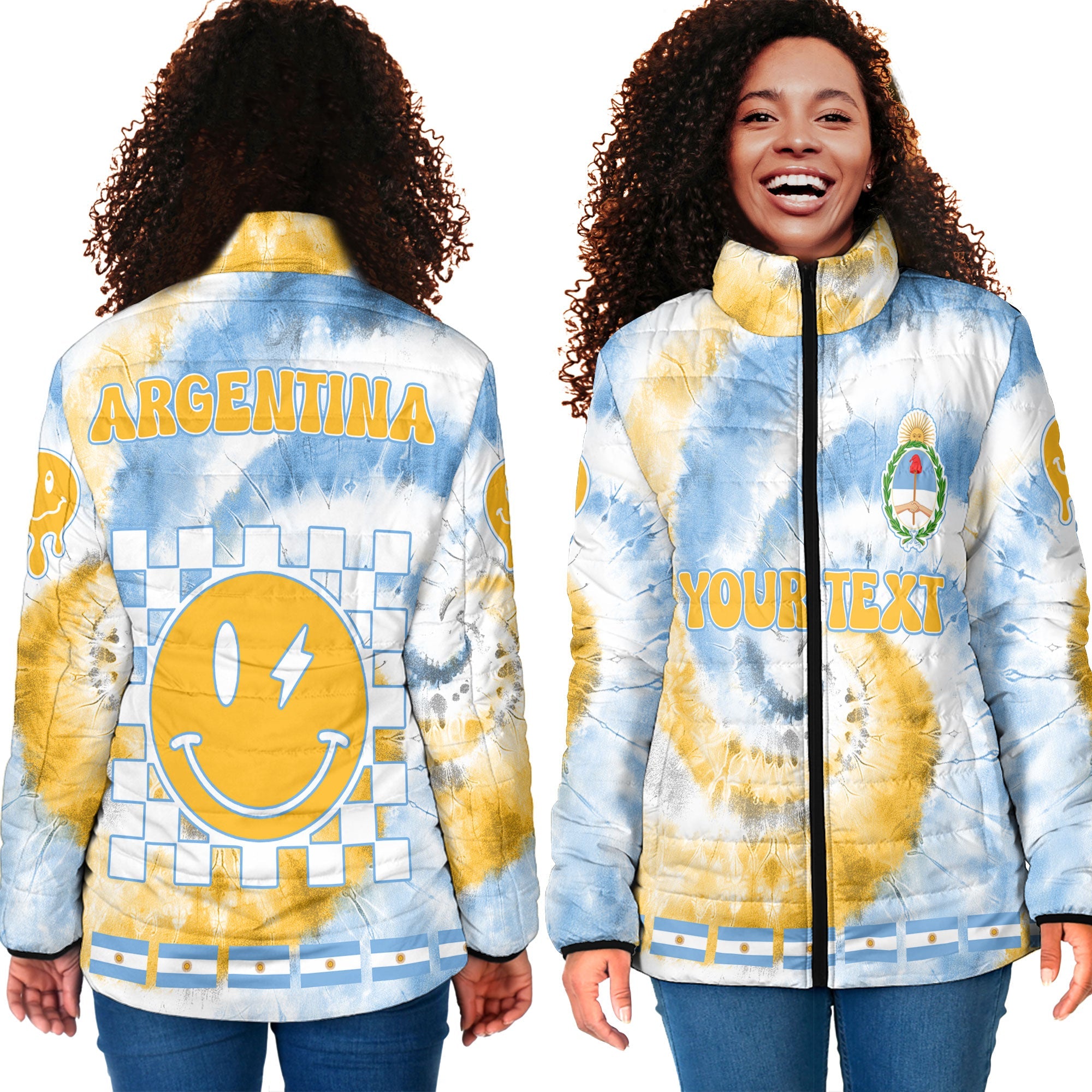 Argentina Women Padded Jacket Custom Tie Dye Style 4