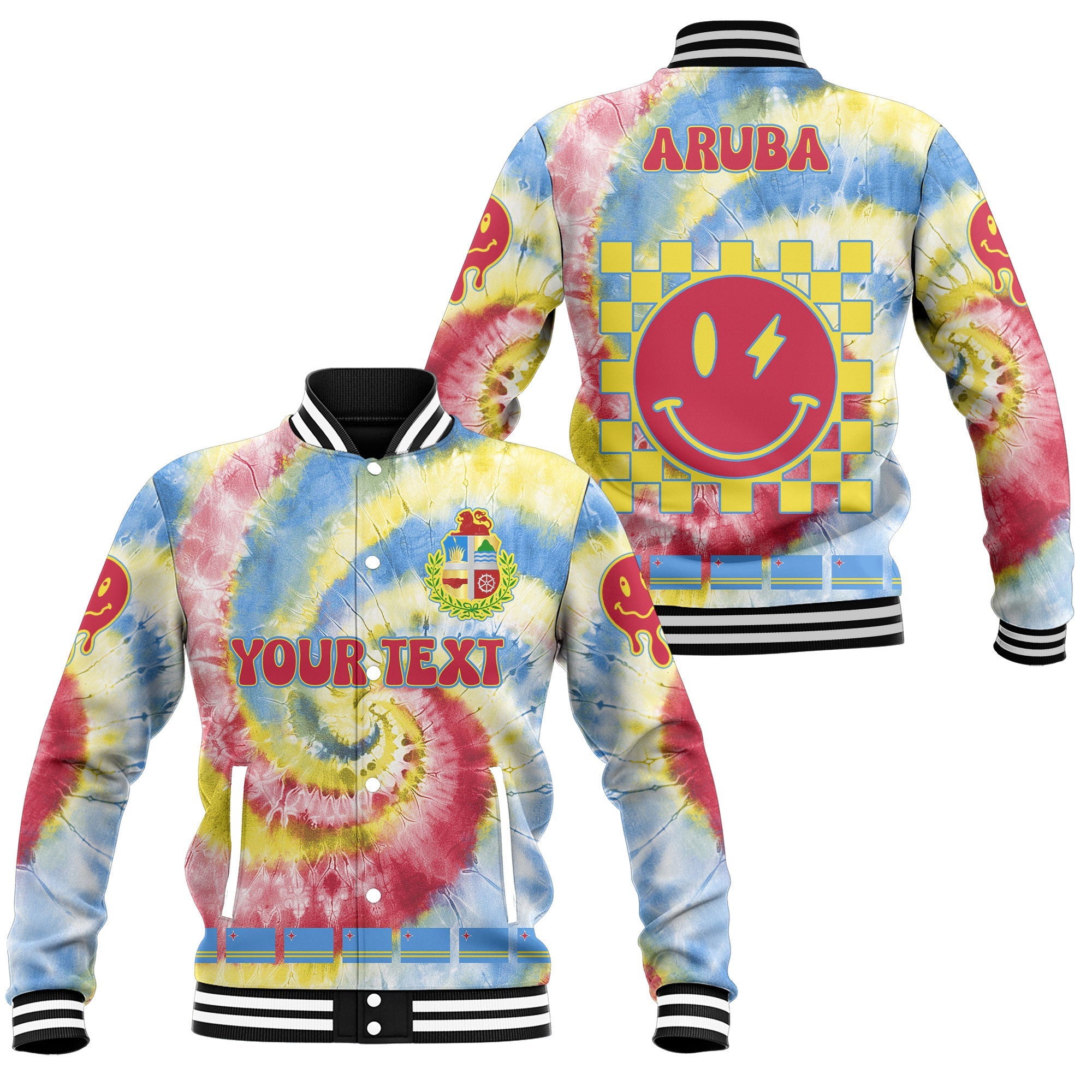 Aruba Baseball Jacket Custom Tie Dye Style 1