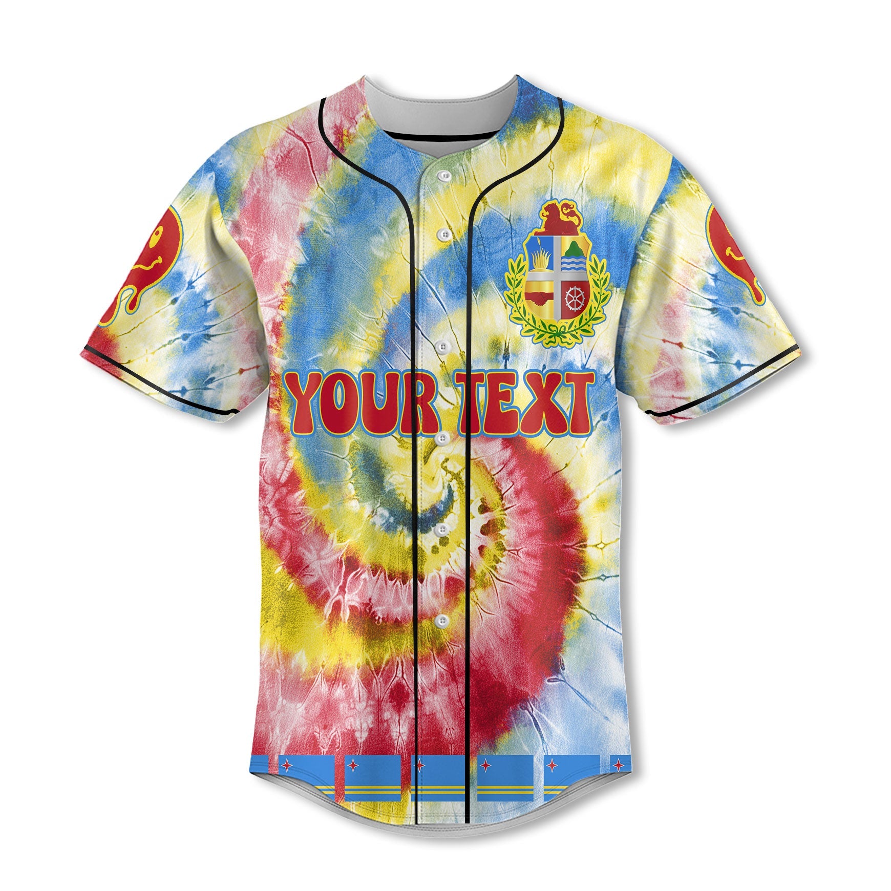 Aruba Baseball Jersey Custom Tie Dye Style 2